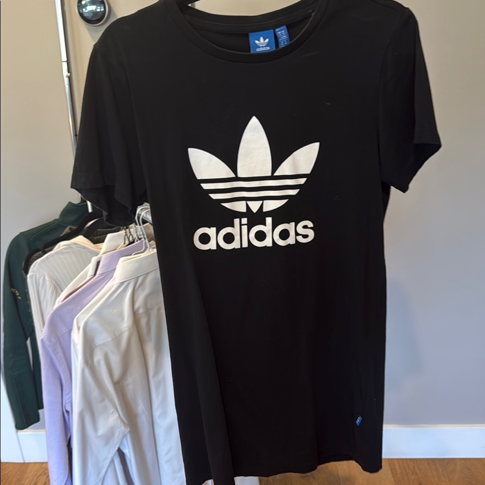 Adidas Black Tee with White Trefoil Logo